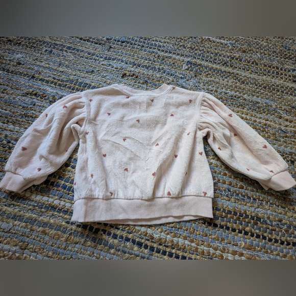 Pink Heart Terry Pullover 2T Puff Sleeve Cozy Valentine Toddler Sweater Sweatshi - Picture 7 of 7